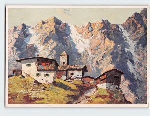 Postcard Village Mountain Landscape Scenery Painting By Arnold Graboné