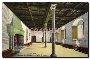 Old Postcard Chateau de Chillon Hall of Justice