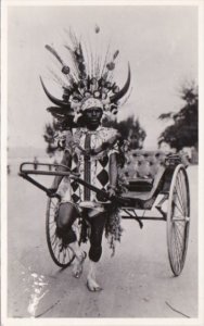 South Africa Durban Rickshaw and Native Driver Real Photo