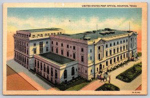 Houston Texas~Birds Eye View Of United States Post Office~PM 1950~Linen Postcard
