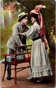 Romantic Couple Dressed Up Vintage Postcard 09.71