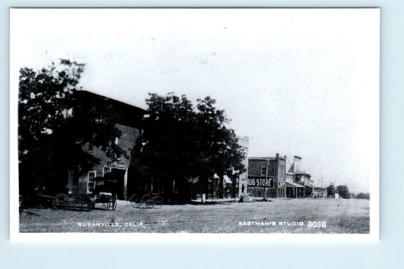 RPPC  SUSANVILLE, California CA ~ Early STREET SCENE 1950s Reprint  Postcard