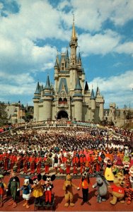 Florida Walt Disney World Cinderella Castle With Mickey Mouse and Cast Of Tho...