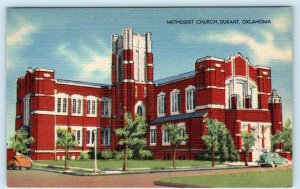 DURANT, Oklahoma OK ~ METHODIST CHURCH c1940s Bryan County  Postcard