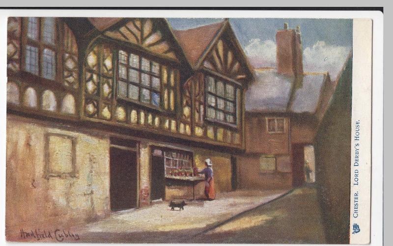 Cheshire; Chester, Lord Derby's House, Artist Hadfield Cubley PPC Unused Oilette 