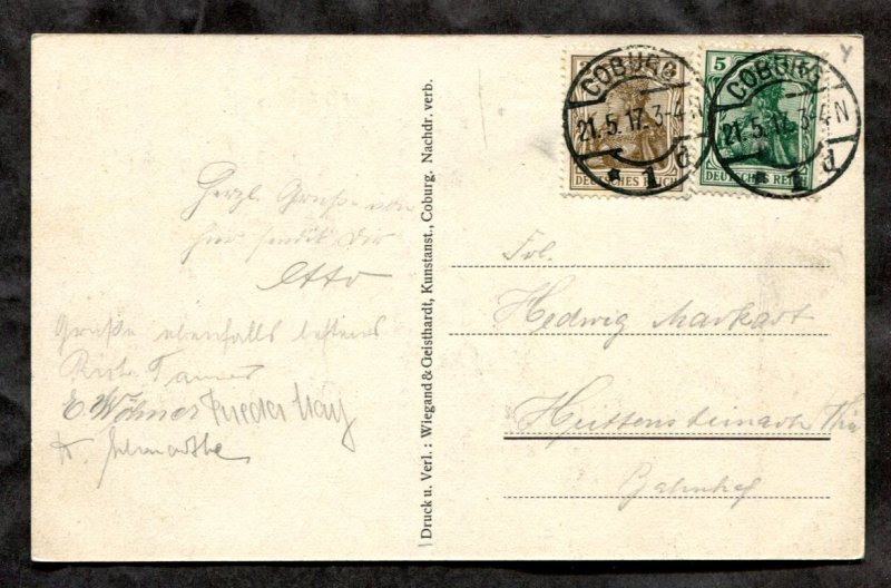 dc692 - WALDSACHSEN Germany 1917 Restaurant H. Bauersachs Postcard