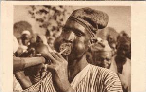 Fort Lamy Chad N’Djamena Tchad African Man Playing Music Instrument Postcard E37