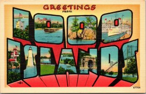 Vtg Greetings from Thousand Islands New York NY Large Letter Linen Postcard