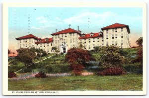 1816 St. John's Orphan Asylum Utica New York NY Front Building Posted Postcard