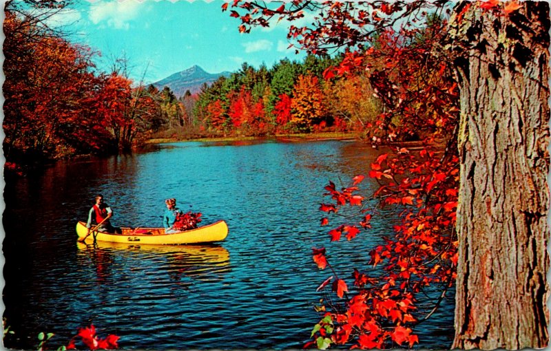 Canoeing on an Autumn Day in Canada Postcard unused 1969