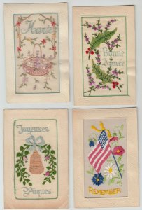 EMBROIDERED SILK COLLECTION 482 Vintage Postcards with BETTER Pre-1940 (L3134)