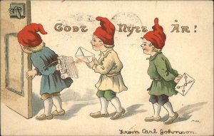 A/S Max Godt Nytt Ar New Year Fanatsy Gnomes with Letters c1910 Postcard
