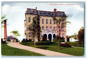 c1910 Exterior View Milwaukee Hospital Building Milwaukee Wisconsin WI Postcard 