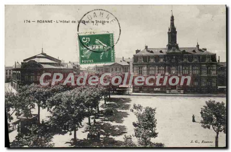 Old Postcard Roanne Vilee Hotel and Theater