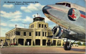 Vtg Municipal Airport Administration Building Jacksonville Florida FL Postcard