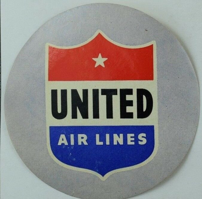 1940's-50's United Airlines Luggage Label Original E18