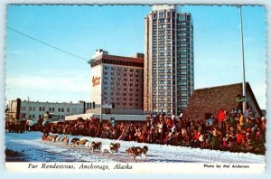 ANCHORAGE, Alaska AK  Street Scene Dog Team FUR RENDEZVOUS  4 x 6 Postcard