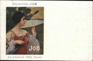 Art Nouveau Woman Smoking Collection Job Cigarettes Advertising Postcard #1