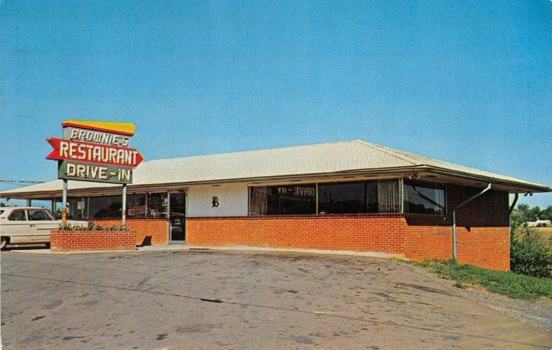 Athens, Tennessee BROWNIE'S RESTAURANT & DRIVE-IN Roadside 1968 Vintage Postcard