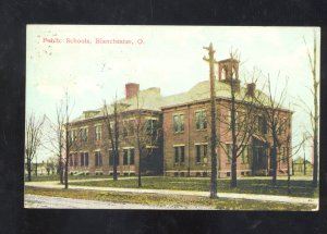 BLANCHESTER OHIO PUBLIC SCHOOL BUILDING VINTAGE POSTCARD HOLLIDAYSBURG PA.