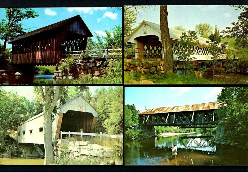 I48 (4) Covered Bridges Ashuelot, Blackwater River, Dalton, Warner N.H.