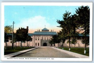 Michigan City Indiana Postcard Indiana State Prison Main Entrance 1920 Unposted