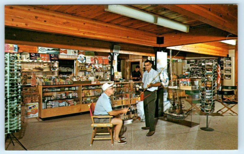 HOMOSASSA SPRINGS, Florida FL ~ Fishing TACKLE SHOP Interior 1960s-70s  Postcard