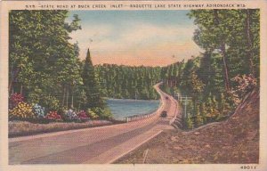 New York Adirondack Mountains State Road At Buck Creek Inlet Raquette Lake Hi...