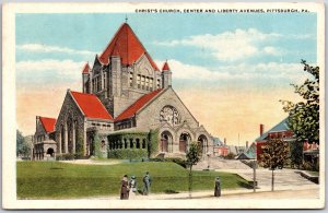 Christ's Church Center and Liberty Avenues Pittsburgh Pennsylvania PA Postcard