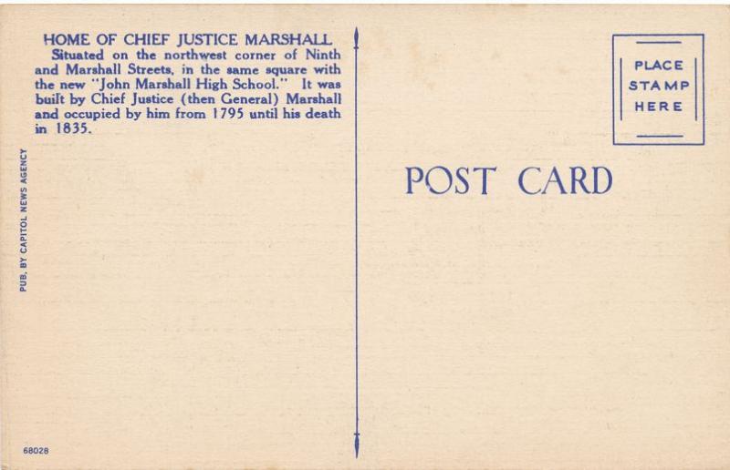 Home of Chief Justice Marshall and High School - Richmond VA, Virginia - Linen