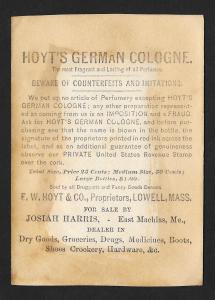 VICTORIAN TRADE CARD Hoyt's German Cologne