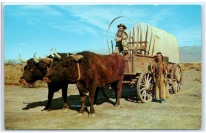 MOJAVE DESERT?, CA ~ Covered Wagon & PRINCESS WHITE FEATHER c1950s Postcard