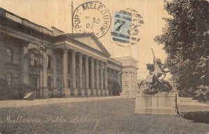 MELBOURNE PUBLIC LIBRARY AUSTRALIA STATES VICTORIA #193 STAMP POSTCARD 1907