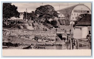 c1940's Scene at Peaks Island Portland ME By C.H. Brown Unposted Postcard 