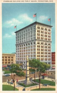 Vintage Postcard 1936 Stambaugh Building And Public Square Youngstown Ohio OH