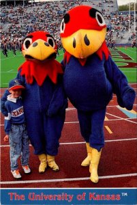 2~4X6 Postcards KS, Lawrence UNIVERSITY OF KANSAS Jayhawk Mascot/Child & Stadium