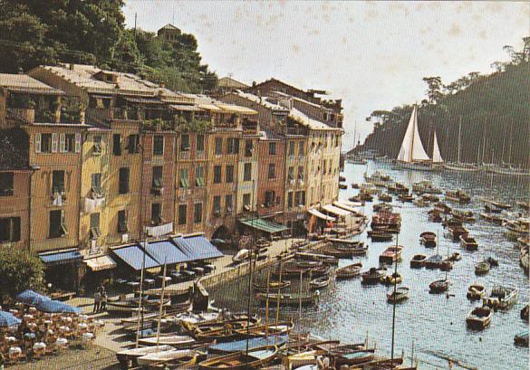 Italy Portofino Village Scene With Canal