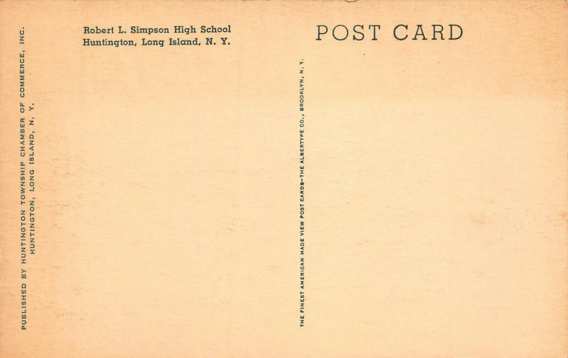 Robert L. Simpson High School, Huntington, Long Island, N.Y., Early Postcard