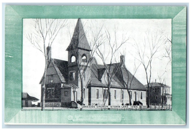 1911 Lakeside Church Building Storm Lake Iowa IA Antique Posted Postcard