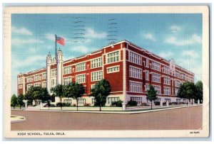 1935 High School Exterior Roadside Tulsa Oklahoma OK Posted Vintage Postcard