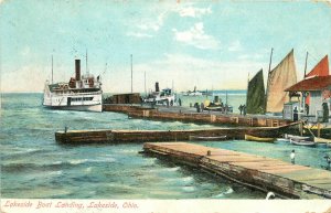 Postcard Ships and Sailboats Lakeside Boat Landing Lakeside OH