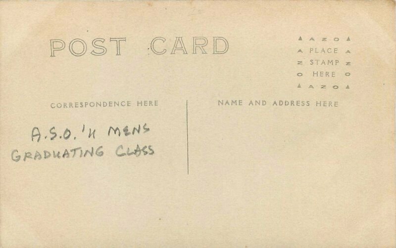 ASO's Mens Graduating Class RPPC Photo Postcard 6527