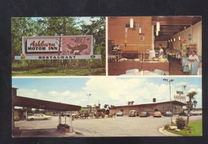 ASHBURN GEORGIA MOTOR INN HONEYBEAR RESTAURANT INTERIOR ADVERTISING POSTCARD