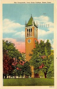 Ames Iowa 1950 Postcard The Campanile Iowa State College