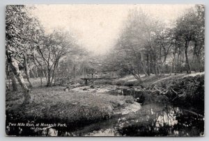 Cartão postal F35 Oil City PA Two Mile Run Monarch Park com ponte velha Pensilvânia-