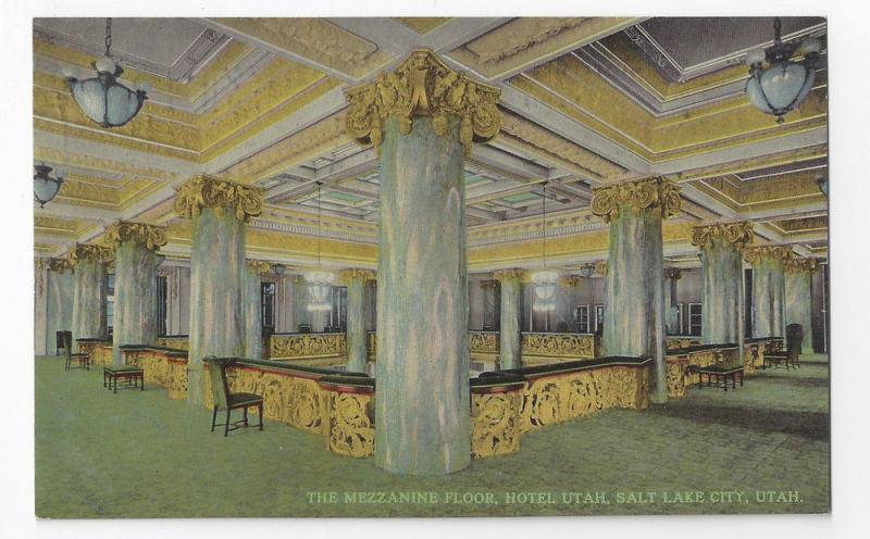 Salt Lake City Hotel Utah Interior Mezzanine Floor Postcard