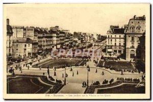 Old Postcard Rennes Gardens on the Vilaine and the Quays