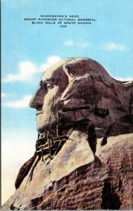 Vtg 1930s Mount Rushmore Washington Black Hills South Dakota SD Linen Postcard