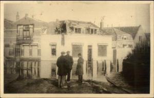 Delft? Koepoortbrug on Back - Netherlands Flood Real Photo Postcard #3