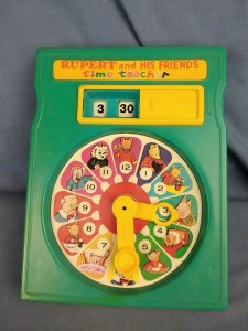 Vintage 1973 Rupert And Friends Time Teacher Clock Toy Made In Hong Kong